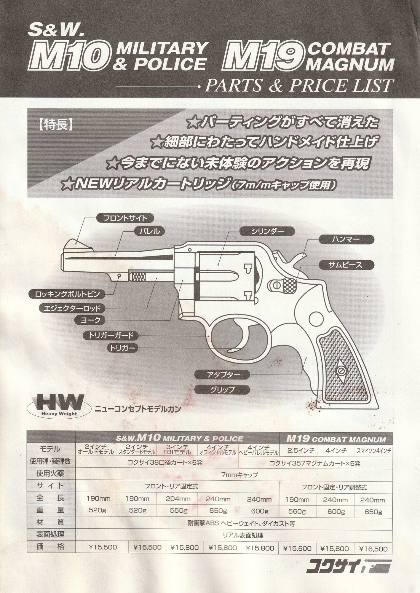 モデルガン パーツリスト コクサイ S&W M10-M19