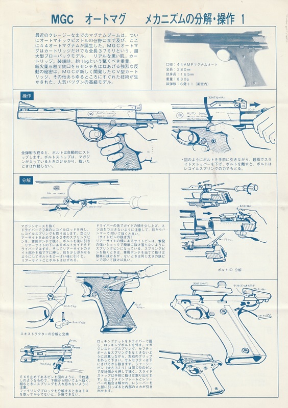 モデルガン取扱説明書 MGC 44オートマグ